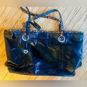 Brighton patent leather and animal print tote